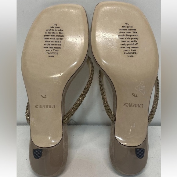 L'AGENCE Almond Nude Hortense Sandal 7.5 slippers - Picture 9 of 10